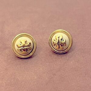 Tory Burch stud pearl-like and goldtone earrings